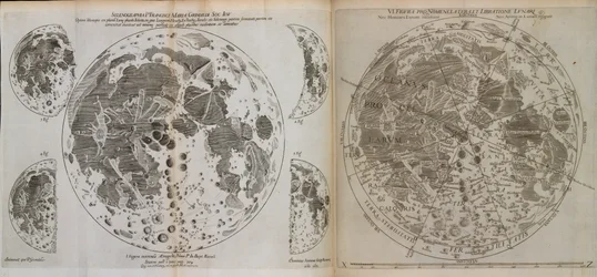 Almagestum novvum astronomaiam veterem novamque complectens observationibus aliorum, et propriis nouisque theorematibus, problematibus, ac tabulis pomotam, ca 1660 (tryck)