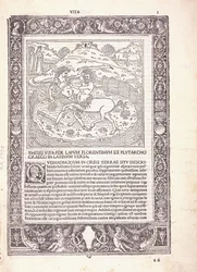 En illustrerad sida från en latinsk utgåva av Plutarchus 