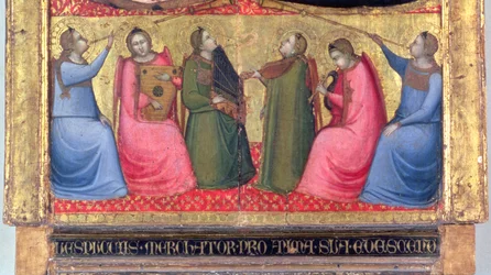 Änglar som spelar musikinstrument, detalj från en predellapanel av en altartavla, Florentine