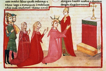 Ärkebiskopen av Milano kröner Henrik VII och hans fru