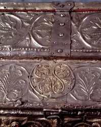 Ark of Barbarossa, med scener från Johannes Döparens liv (trä, bladsilver och stenar