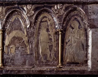 Ark of Barbarossa, med scener från Johannes Döparens liv (trä, bladsilver och stenar