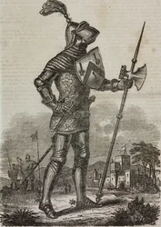 Rustning från eran av kung Henry V av England, illustration från "Teatro Universale..."