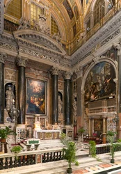 Barockkonst: Interiörvy av Jesuitkyrkan av det heliga namnet Jesus (chiesa del Gesu) i Rom