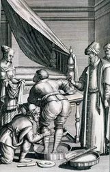 Blodsläpp i benen, från Medicina Aegyptiorum av Prospero Alpini, publicerad 1745