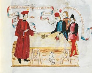 Mutor av en domarminiatyr från Book of Privileges, manuskript, Italien 1400-talet.