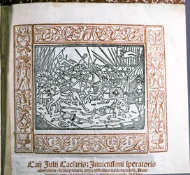 CAESAR Gaius Iulius: Illustration från Caesars "Commentarii de Bello Gallico", c.15..., c.1511 (miniatyr)