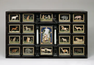 Skåp, c.1620 (päronträd, ebenholts, alabaster och pietre dure paneler)