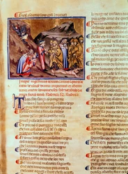 Canto XXIII Dante och Vergilius i hycklarnas krets, med Kaifas korsfäst på marken, från den gudomliga komedin (inferno), c.1313