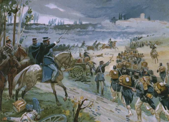 Erövring av Rom genom genombrottet av Porta Pia den 20 september 1870, illustration från ett album om Risorgimentos historia gjord för chokladen Talmone, sent 1800-tal