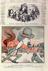 Tecknad porträtt av Enrico Ferri (1856-1929) italiensk kriminolog och politikeraktivist i det italienska socialistpartiet. Tecknad film i "" Pasquino"" 2 oktober