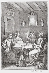 Chiaqlira läser berättelser för en syfest, framsidan av The Pentamerone of Giambattista Basile, 1742