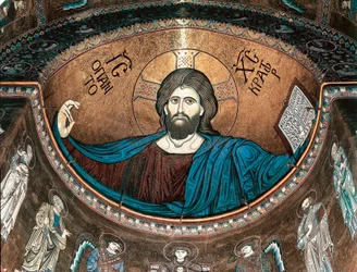 Kristus Pantokrator eller Kristus i härlighet, som pryder absiden i katedralen i Monreale, Sicilien, Italien