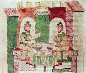 Codex 142 Livre 16 Kap.4 De rikas bord, från De Universo av Rabanus Maurus (c.780-856) 1023