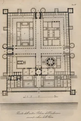 Kroatien - Split (Spalato) - Rekonstruerat Diocletianus palats av Robert Adam (den romerske kejsaren Diocletianus palats (Gaius Aurelius Valerius Diocletianus, 245-316) Gravyr från "" Seder och seder för alla folk i universum.