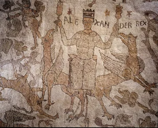 Detalj av Alexander den store med indiska djur av Pantaleone, från mittskeppet