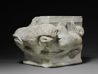 Engaged Capital with a Lion and a Basilisk, 1175-1200