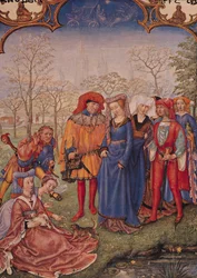 F.4v April månad: A Wedding Procession, från Brevarium Grimani