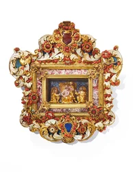 Ram, Trapani, första hälften av 1700-talet (förgyllt trä, brons, pärlemor, marmor, lapis lazuli, förgylld koppar och korall)