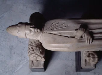 Begravningsmonument för den första dogen av Genua Simone Boccanegra, detalj (Marmorskulptur
