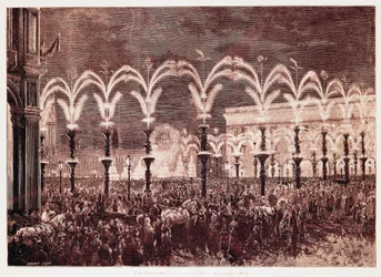 Gasbelysning på Domkyrkotorget i Milano