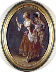 Harlekin och Colombine. Anonym målning från början av 1800-talet. Burcardo-museet, Rom.