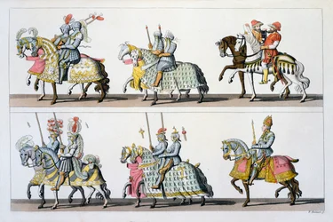 Heliga romerska riket: Deltagare i en turnering på slottet i Luxemburg på Maximilian I:s tid, från Costumi dei Romani, Svizzeri.. c.1800-18