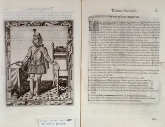 Hur man dansar capriola Dubbelsida av Le Gratie dAmore (Le Grazie dAmore) av den italienska dansaren Cesare Negri kallad Il Trombone (1536-1604), fördrag om dans