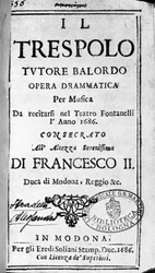 Abborrläraren dumt partitur för operan av Alessandro Stradella (1644 - 1682) italiensk kompositör. Modena 1688.