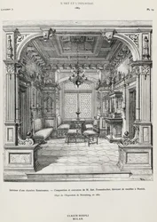 Interiör i sovrum i neorenaissance-stil av Possenbacher, Monaco, illustration från L