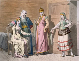 Interiör med cirkassiska kvinnor, c.1820-30-tal