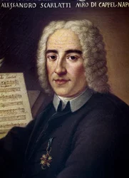 Den italienske kompositören Alessandro Scarlatti, detalj (olja på duk)