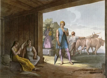 Jesuitiska indianer (förmodligen sydamerikanska indianer konverterade av jesuiterna) ca 1820