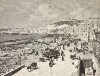 La Marinella, Neapel, Italien, gravyr av Sabattini från teckning av A Della Valle, från L