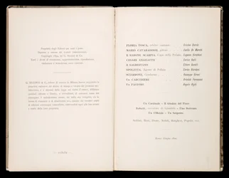 Libretto av Tosca av Giacomo Puccini, Edition Ricordi, Italien