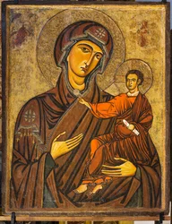Madonna Odigitria (Jungfru och barn), även kallad Madonna Bruna, mitten av 1200-talet