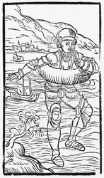 Man med en livring, illustration från History of the Northern Nations av Olaus Magnus (1490-1558), publicerad i Rom, 1555