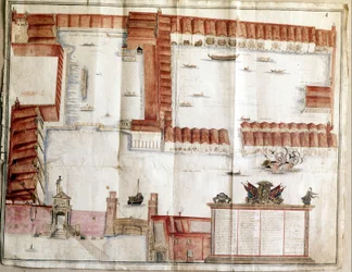 Karta över Venedigs Arsenal 1580.