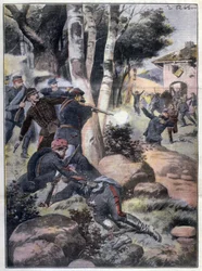Mexikanska revolutionen: strider mellan armén och rebellerna Illustration av Abbo i "L