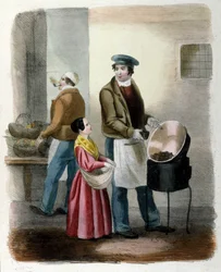 Milanese Metier: en försäljare av kastanjer.