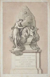 Monument till Johann Christian Bach (1735-1782) graverad av Francesco Bartolozzi (1727-1815) 1782