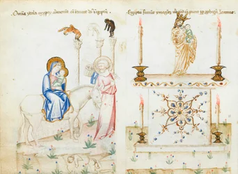 Ms 43-1950 fol.3v The Flight into Egypt, från Speculum Humanae Salvationis