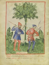 Nouv Acq Lat 1673 fol.100v The West Wind, från Tacuinum Sanitatis, c.1390-1400