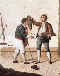 Gamla napolitanska yrken: försäljare av små ormar - (Gamla napolitanska yrken: snokförsäljare), 1800-talet - Neapel, Museo Nazionale di San Martino