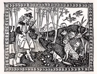 Orpheus Playing to the Animals, 1500 (träsnitt) (bw-foto)