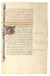 PSEUDO-ARISTOTLE, Secreta secretorum; "MARDOCHEUS IUDEUS", Epistola ad Alexandrum de cognitione veri dei; ADAM DE MONTALDO (fl. ca 1450-1495), Divinitus prolata iudicia sive premonita; Quedam alia summatim posita iudicia, Rom, ca 1490 (bläck och färg på ve