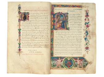 PSEUDO-ARISTOTLE, Secreta secretorum; "MARDOCHEUS IUDEUS", Epistola ad Alexandrum de cognitione veri dei; ADAM DE MONTALDO (fl. ca 1450-1495), Divinitus prolata iudicia sive premonita; Quedam alia summatim posita iudicia, Rom, ca 1490 (bläck och färg på ve