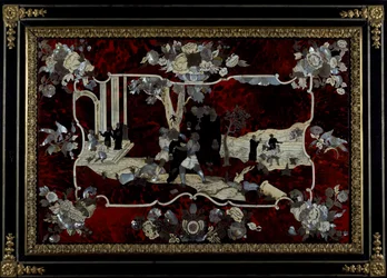 Panelintarsia tillverkad av Royal Manufacture i Neapel, Italien