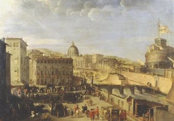 Påvlig procession vid bron av SantAngelo