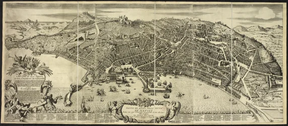 Plan och höjd av staden Neapel ... av P. Petrini.Naples
